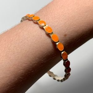 Vintage Orange Metal and Resin Bangle Bracelet